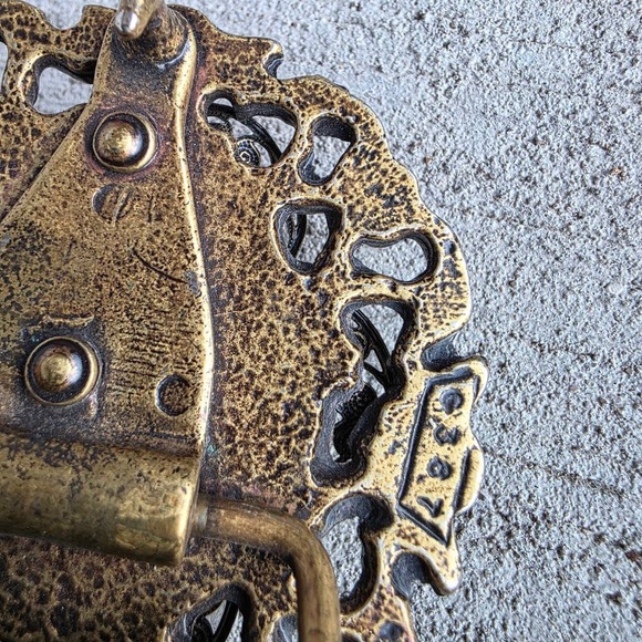 Vintage Arden B Genuine Leather Belt with Ornate Turquoise-Style Buckle - Picture 4 of 9